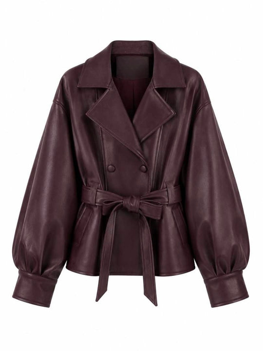 Veste similicuir ceinture Bordeaux 202333