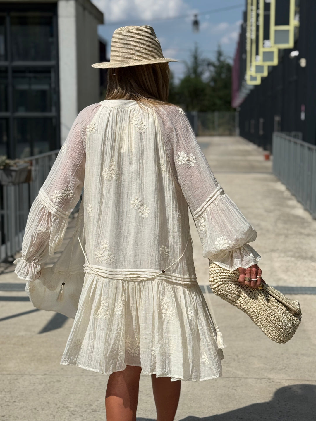 Robe tunique bohème ECRU 68691