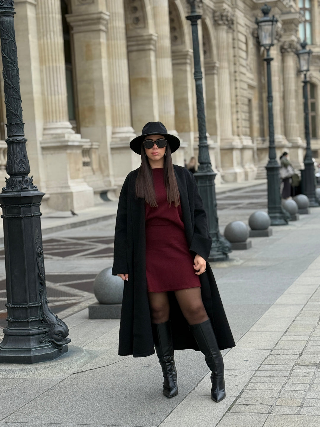 Manteau noir long Laine 009 (120cm)