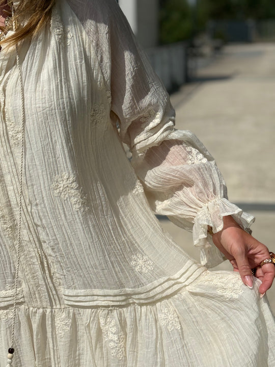 Robe tunique bohème ECRU 68691