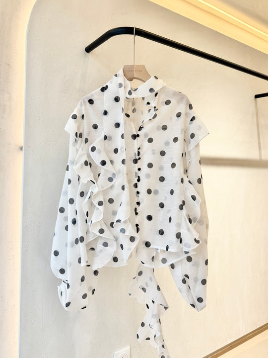Blouse volant à pois 015