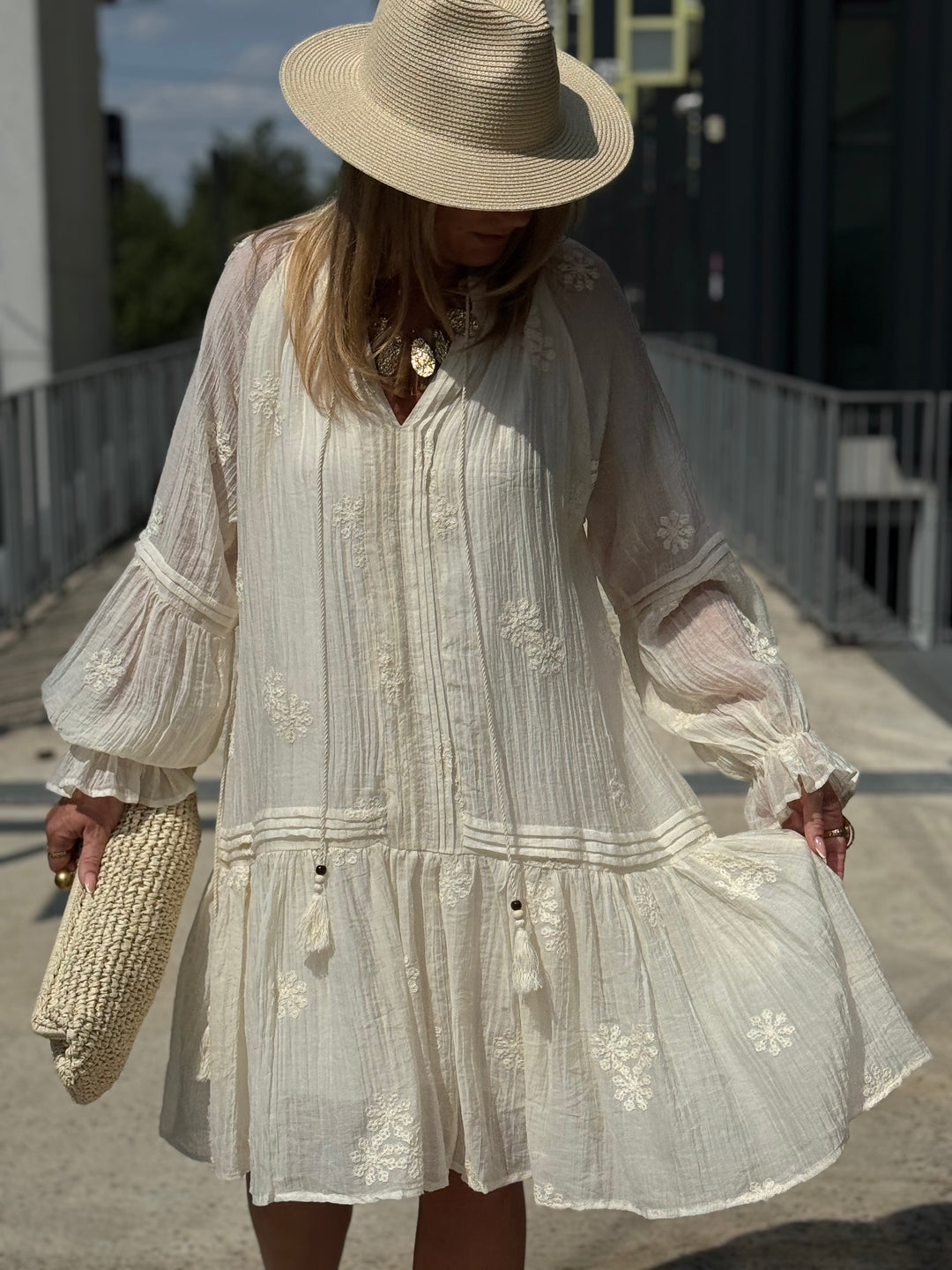 Robe tunique bohème ECRU 68691