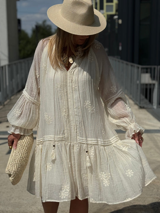 Robe tunique bohème ECRU 68691