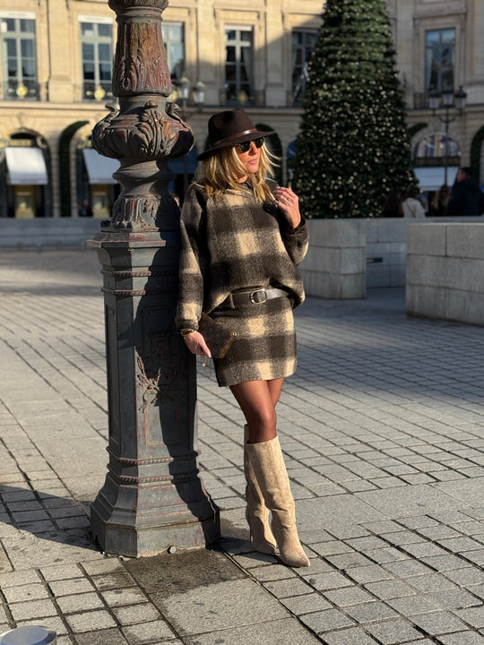 Pull carreaux laine 11522