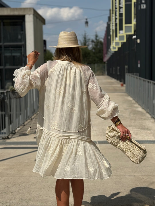 Robe tunique bohème ECRU 68691