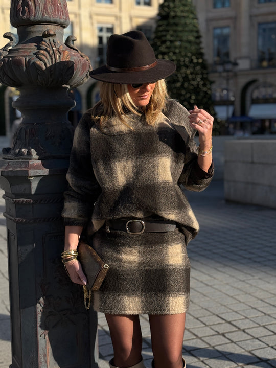 Pull carreaux laine 11522