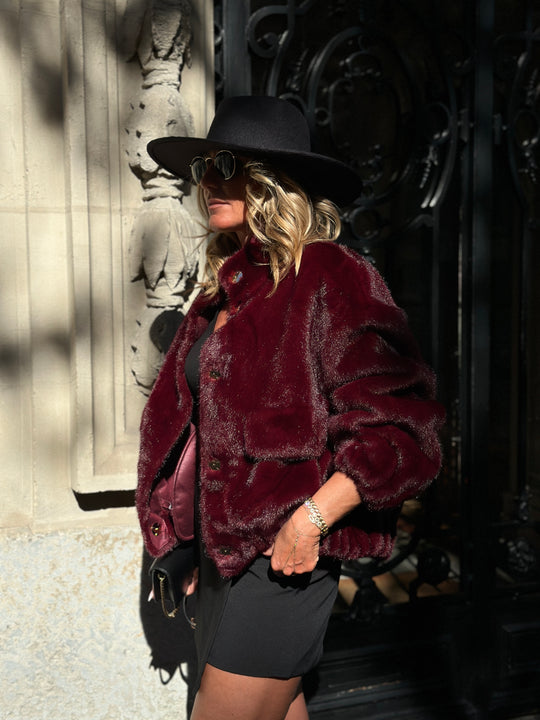 Veste Fourrure Bordeaux poches F209
