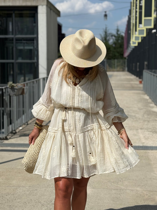 Robe tunique bohème ECRU 68691