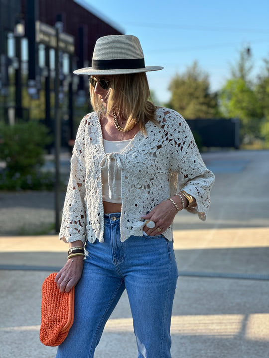 Gilet croche attaché beige
