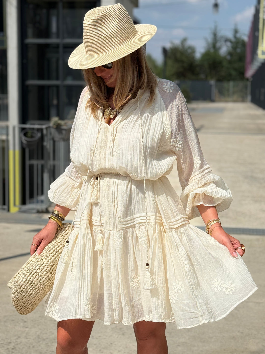 Robe tunique bohème ECRU 68691