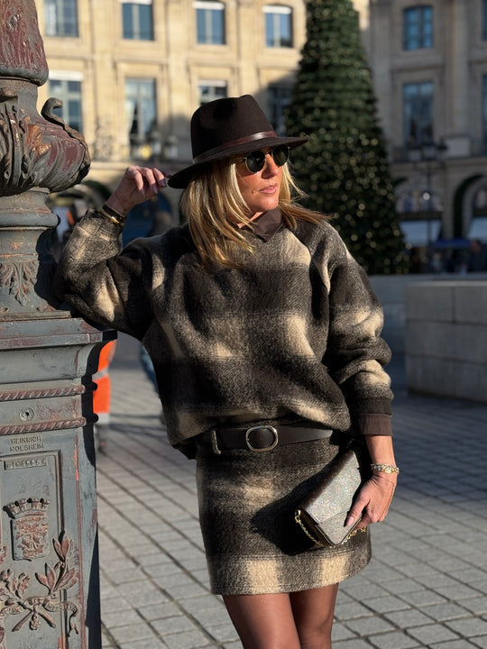 Pull carreaux laine 11522