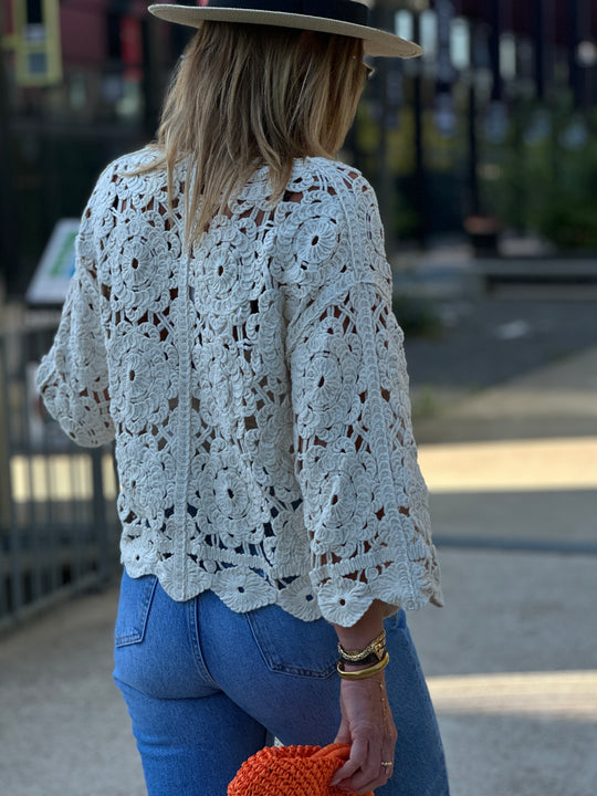Gilet croche attaché beige