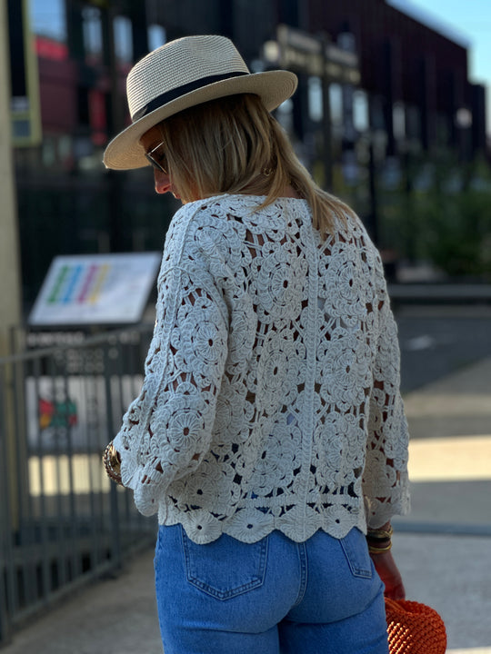 Gilet croche attaché beige