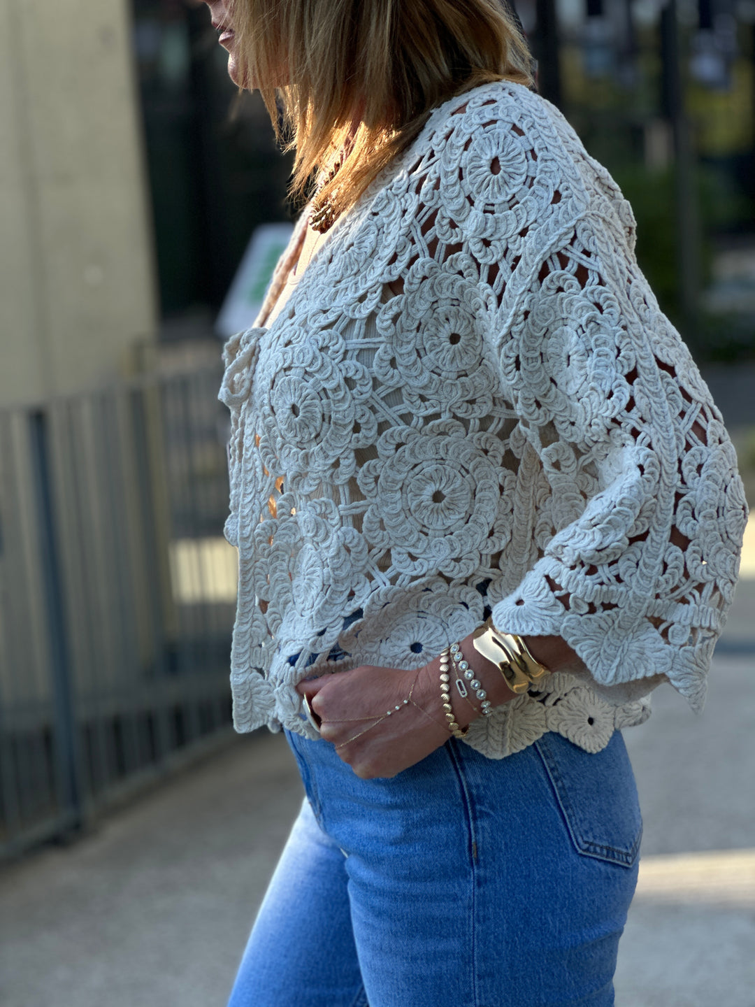 Gilet croche attaché beige