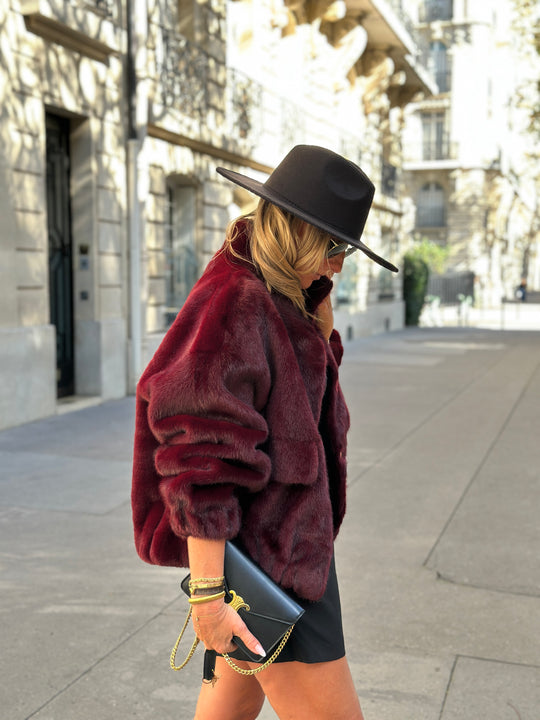 Veste Fourrure Bordeaux poches F209