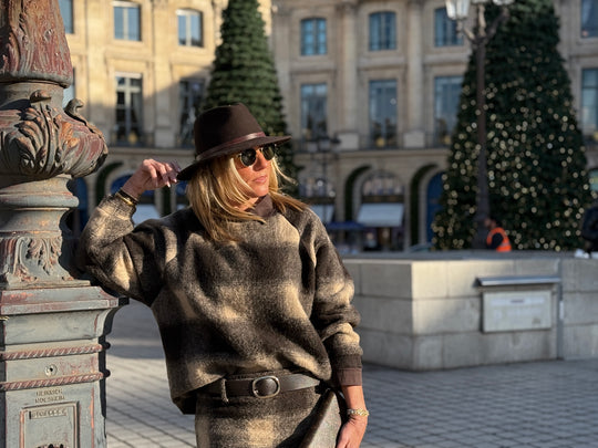 Pull carreaux laine 11522