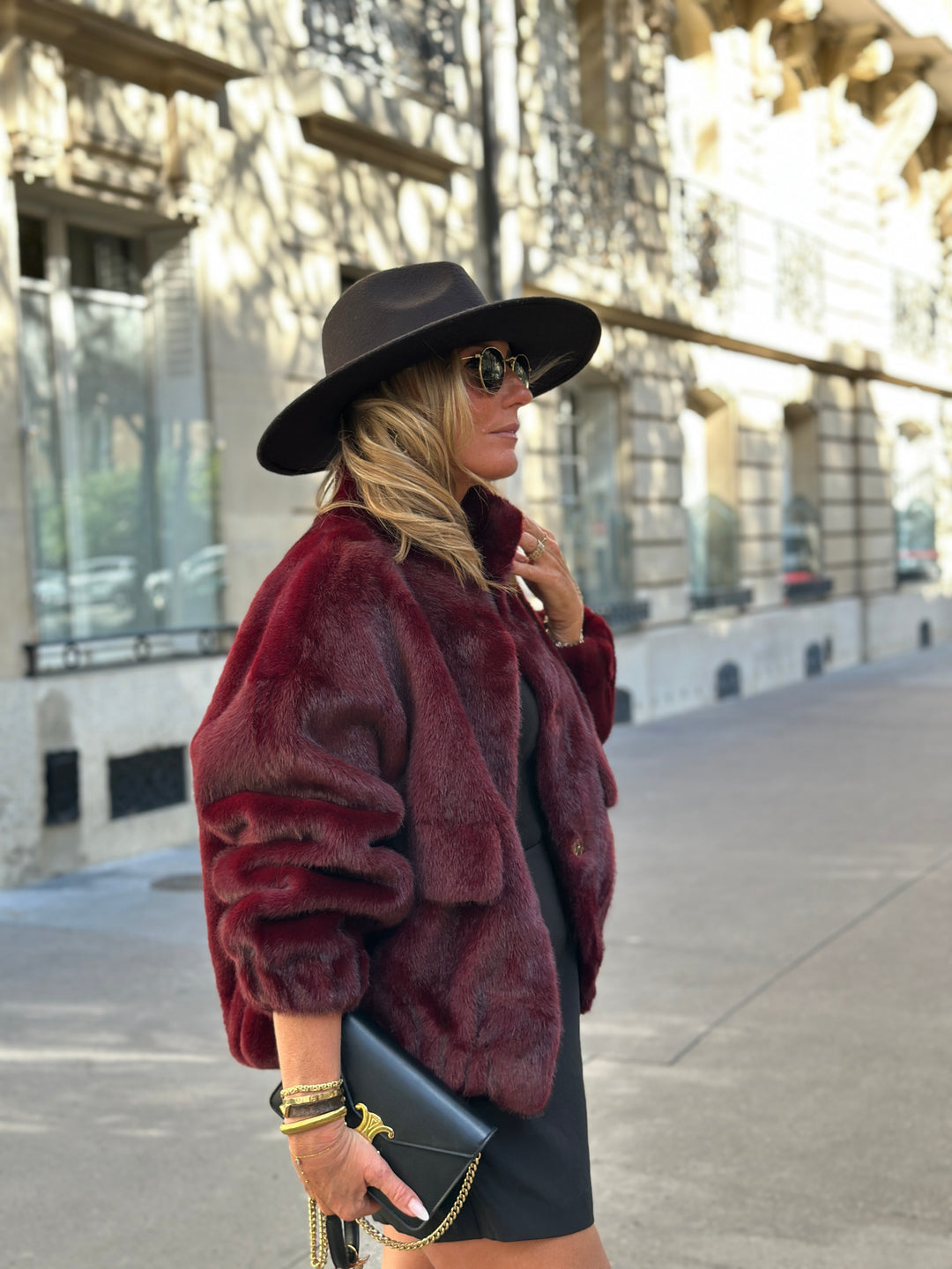 Veste Fourrure Bordeaux poches F209
