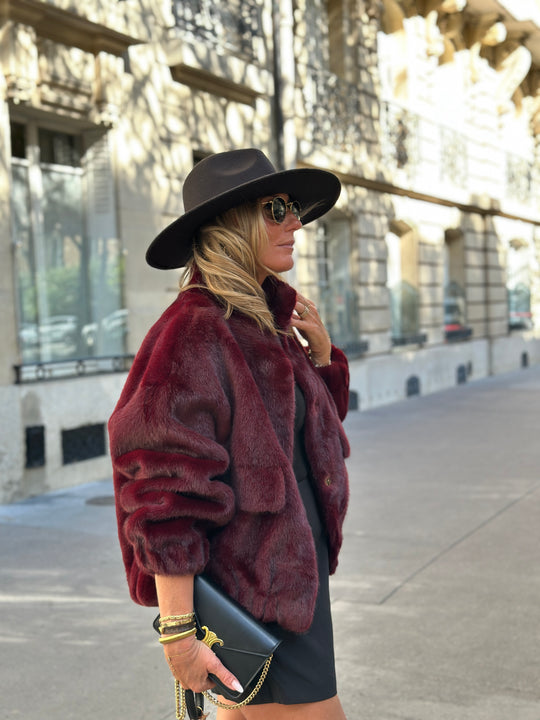Veste Fourrure Bordeaux poches F209