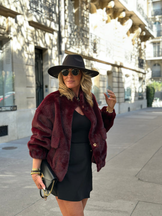 Veste Fourrure Bordeaux poches F209
