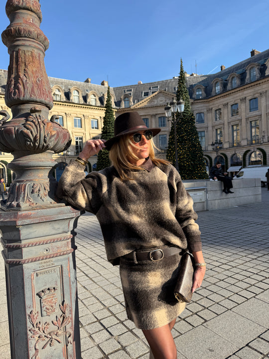 Pull carreaux laine 11522