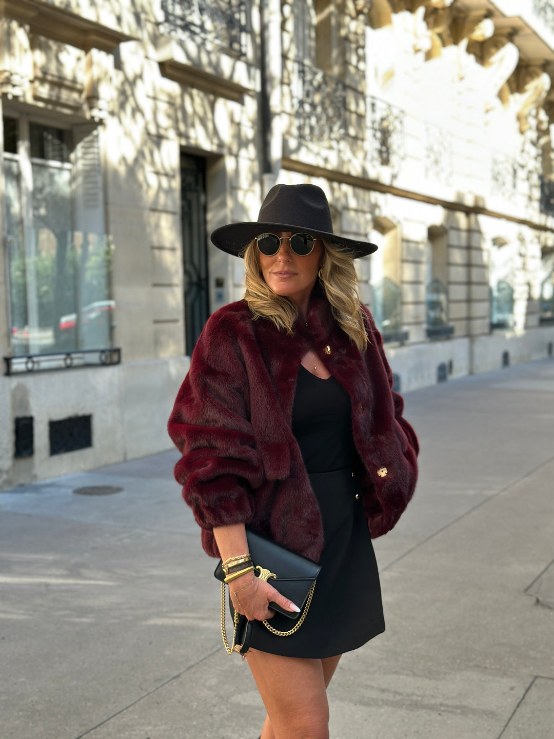 Veste Fourrure Bordeaux poches F209