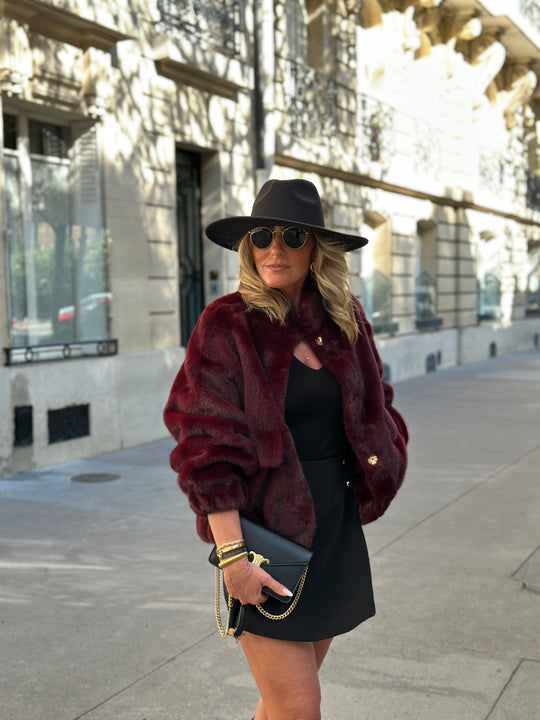 Veste Fourrure Bordeaux poches F209