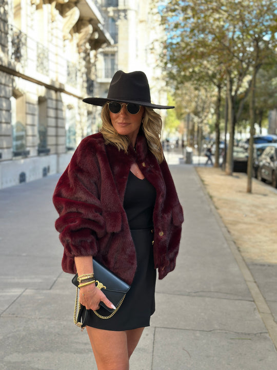 Veste Fourrure Bordeaux poches F209
