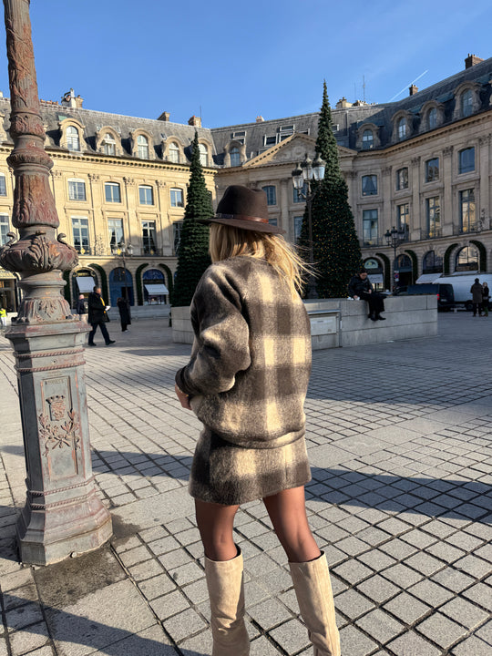 Pull carreaux laine 11522