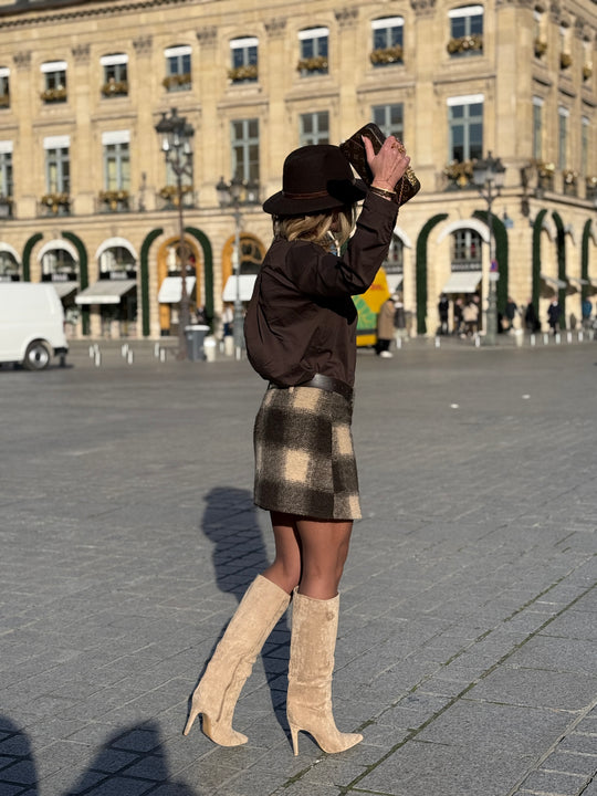 Jupe carreaux laine ceinture 97025