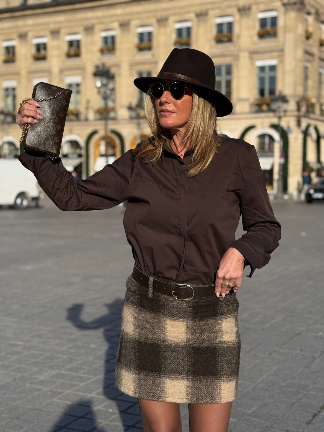 Jupe carreaux laine ceinture 97025