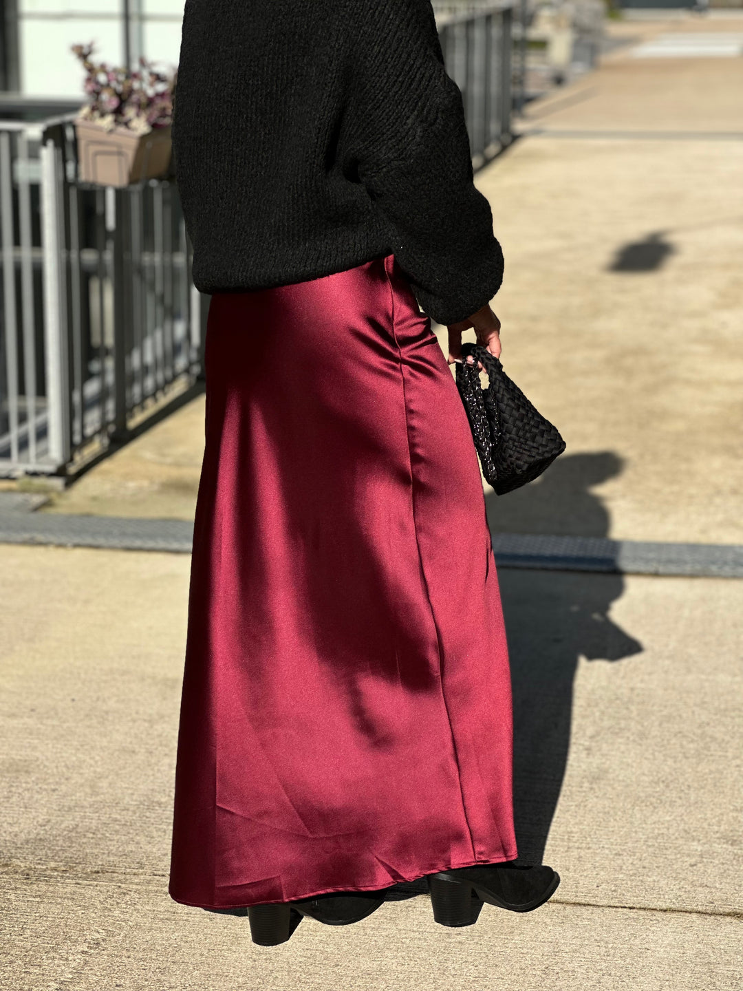 Jupe longue Myriam bordeaux / El