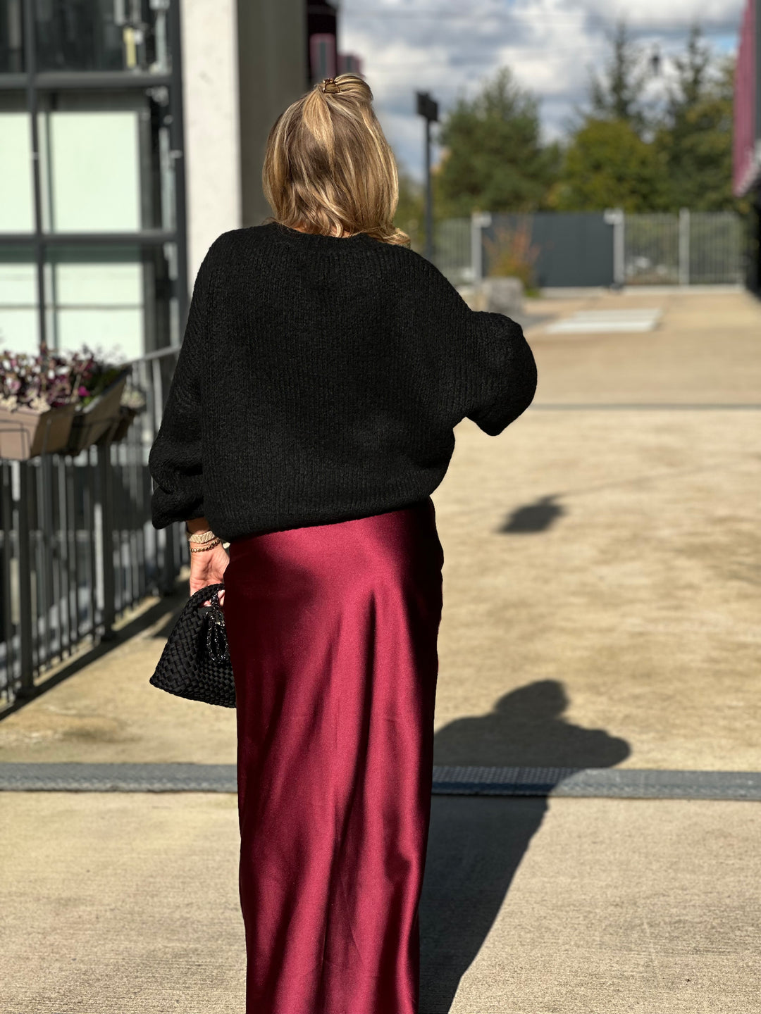 Jupe longue Myriam bordeaux / El