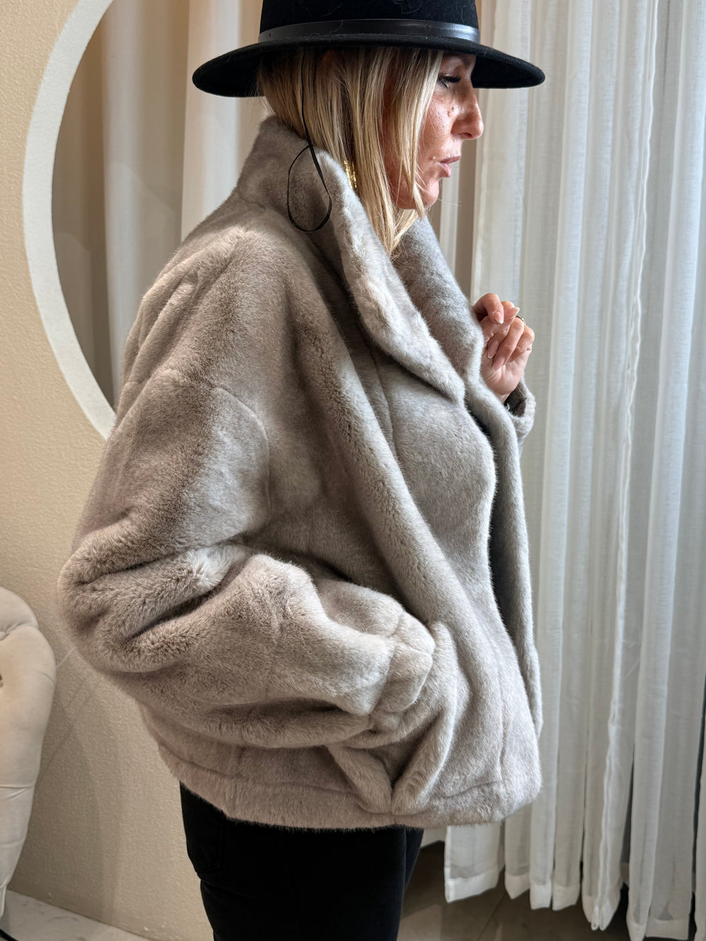 Fourrure simple poches Gris 5506