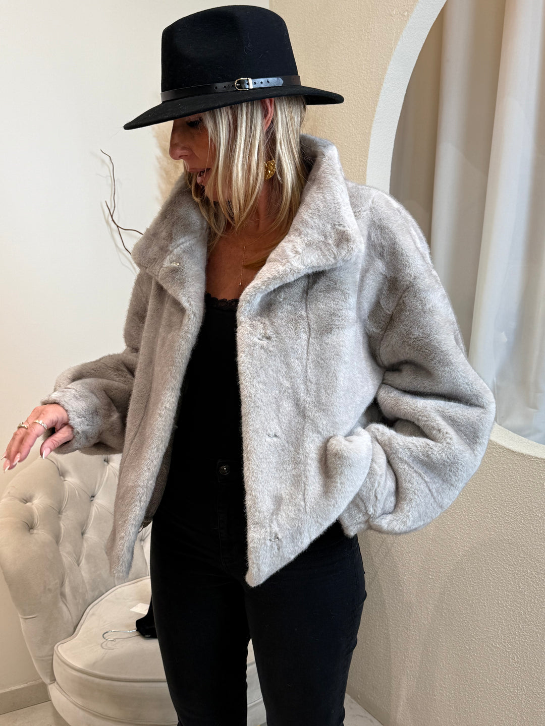 Fourrure simple poches Gris 5506
