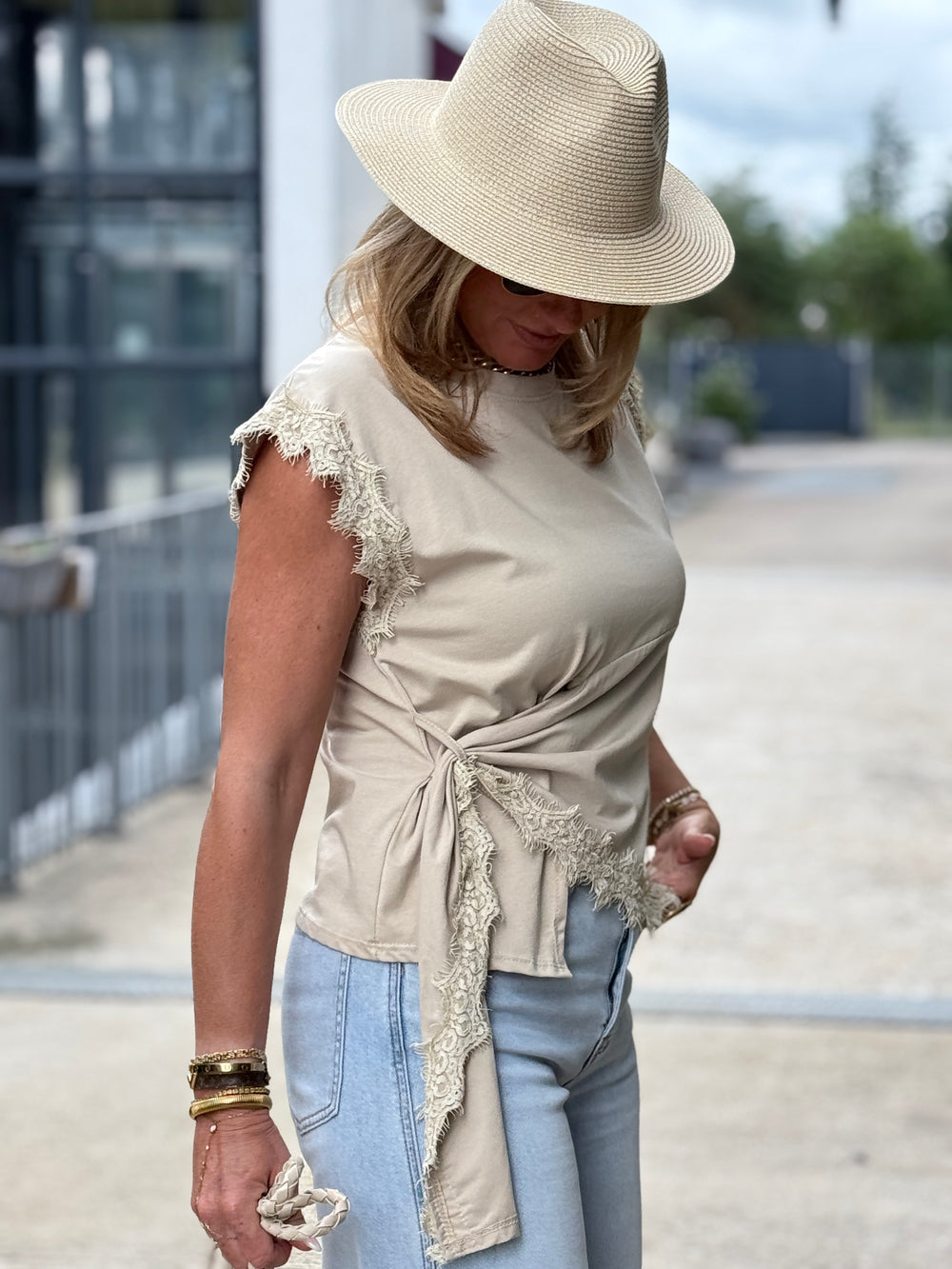 T-shirt TAUPE croisé