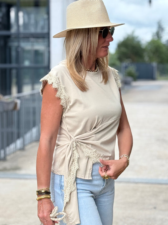 T-shirt TAUPE croisé