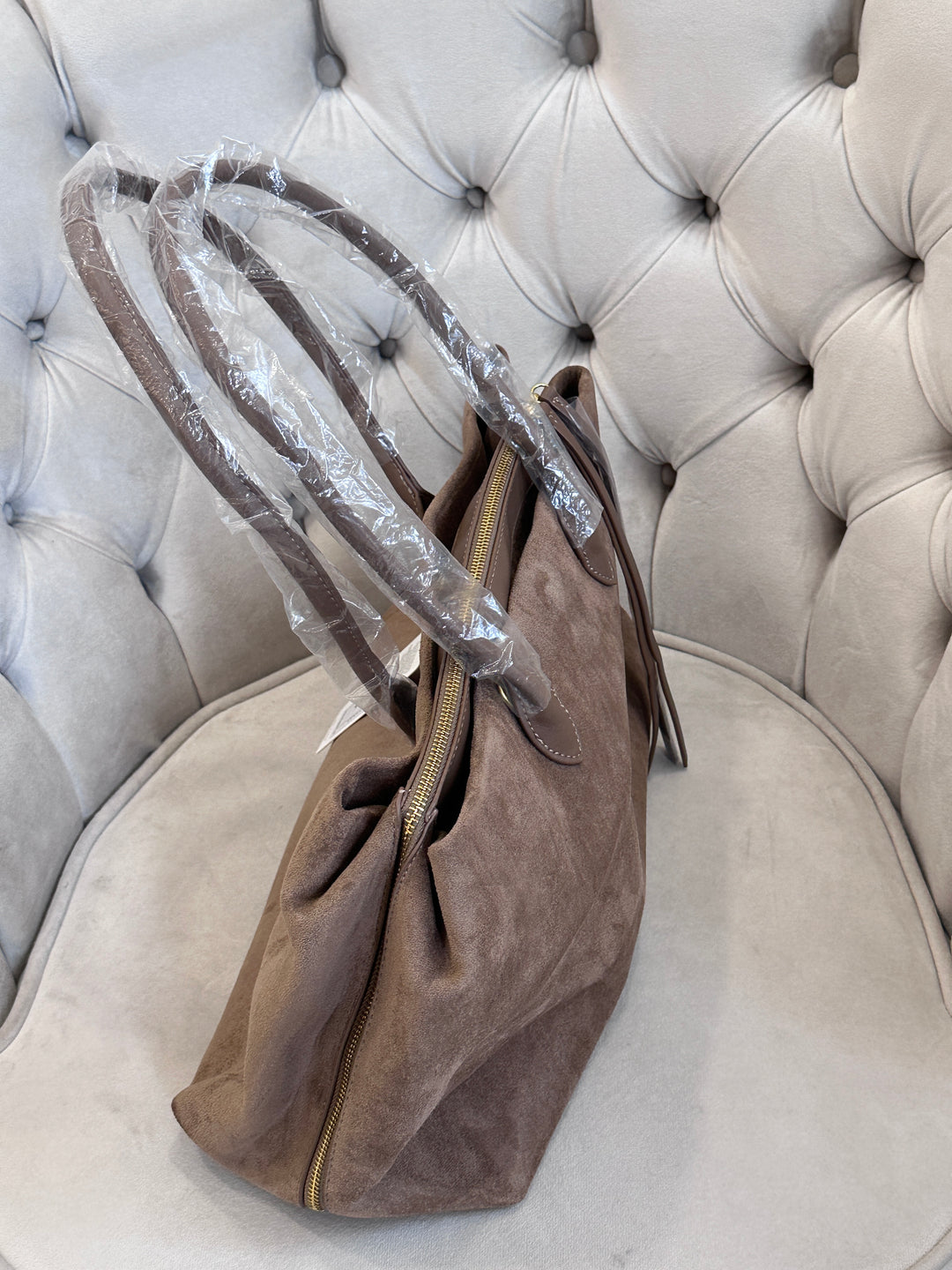 Sac daim taupe 58239