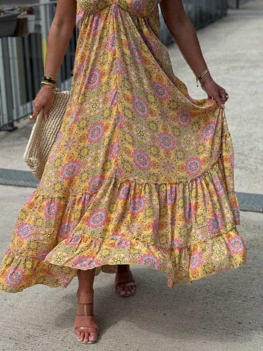 Robe imprimée dos nu Jaune 165-505