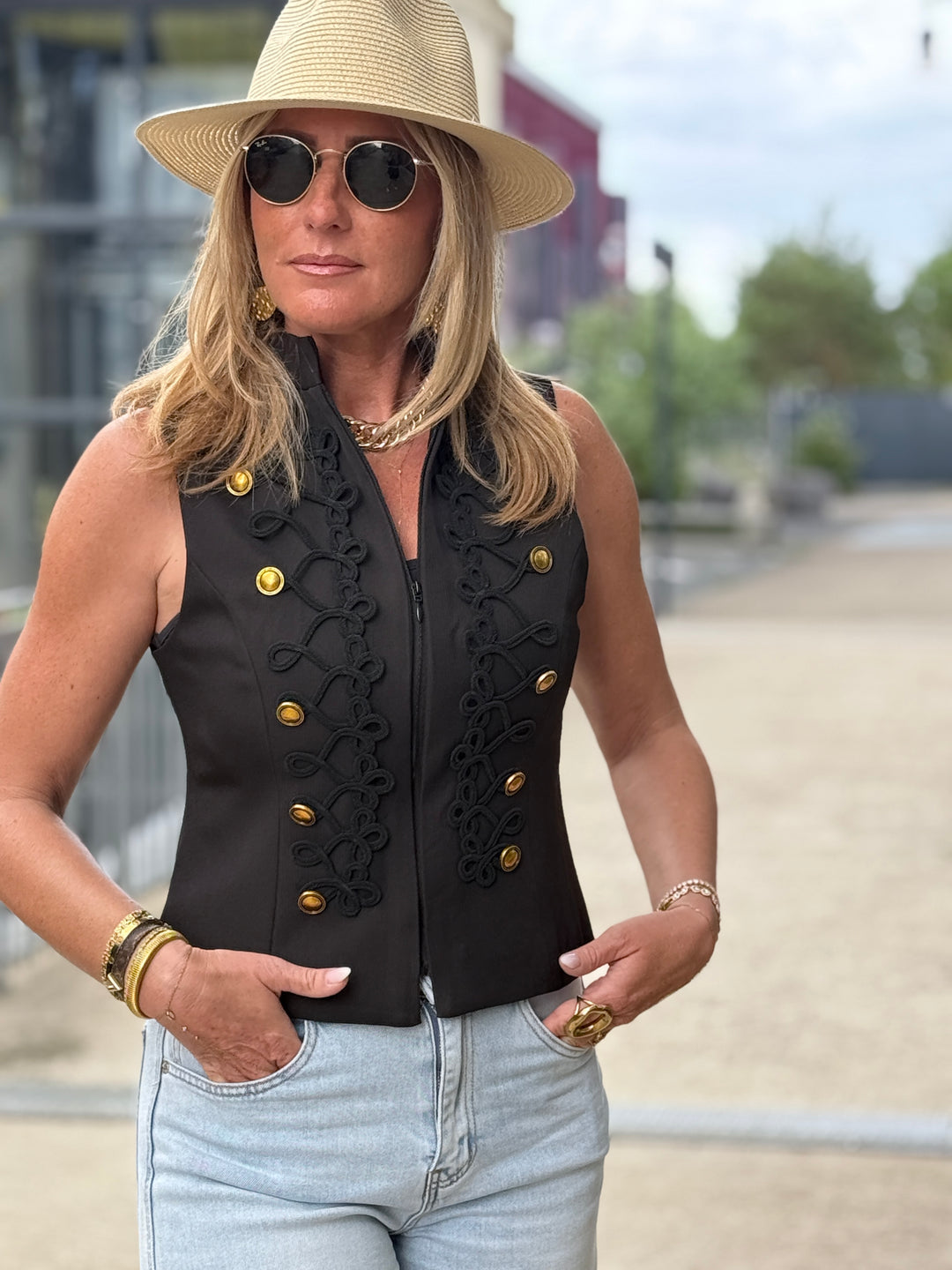 Gilet officier sans manches 15678 Noir