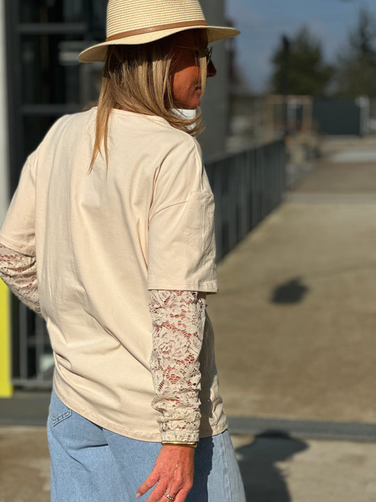 T-shirt manches dentelles