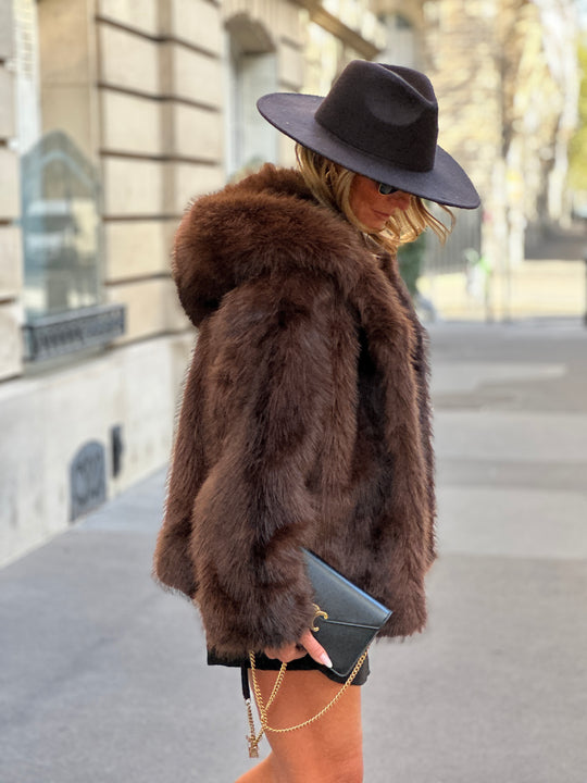 veste fourrure capuche Choco 3043