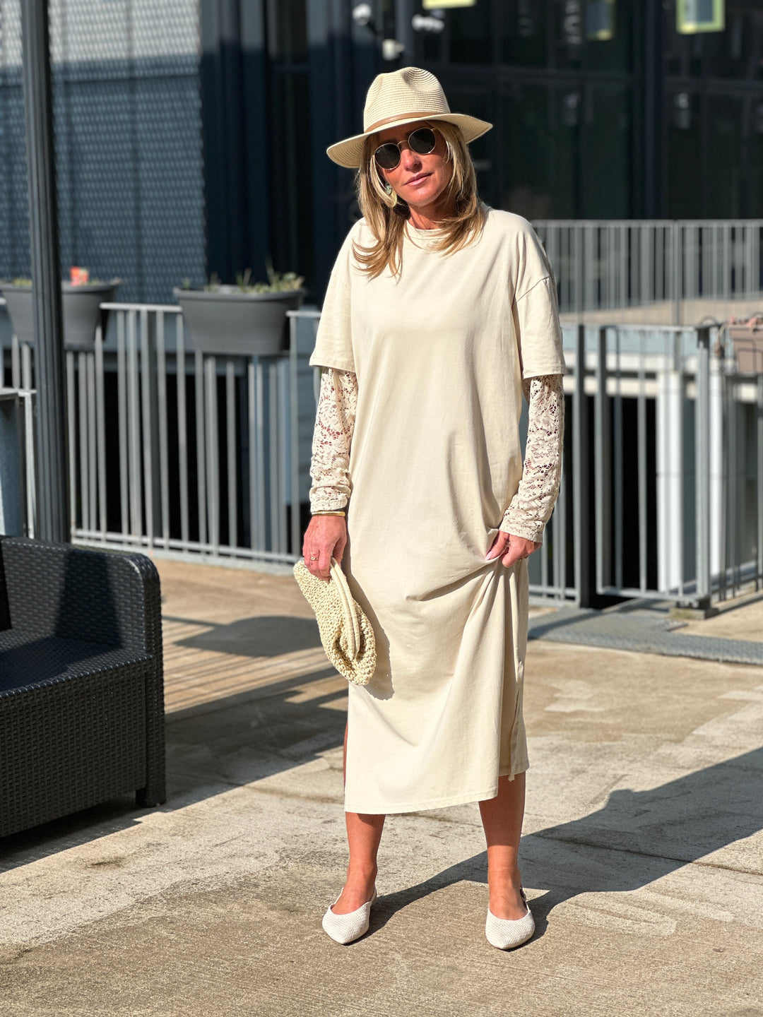 Robe longue manche dentelle