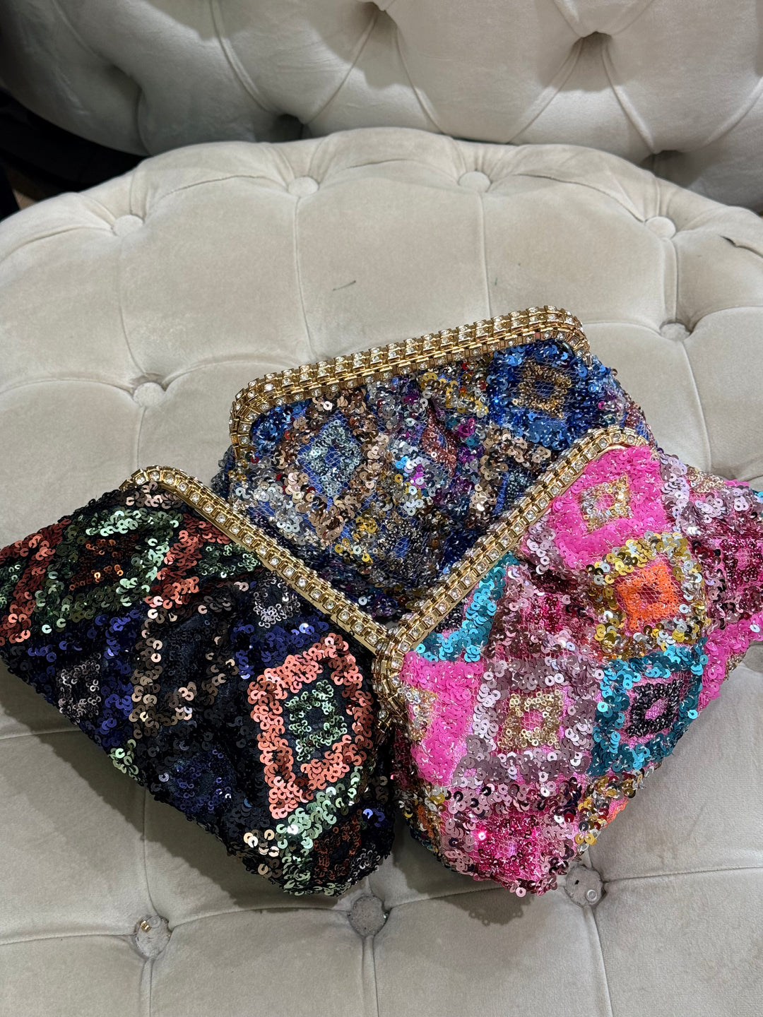 Pochette perles brillant multicolore