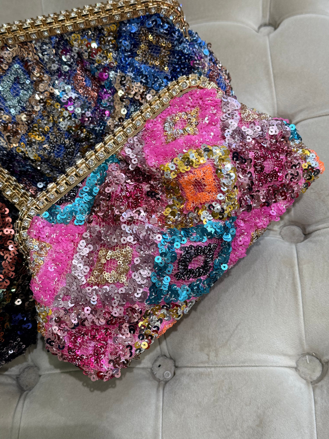 Pochette perles brillant multicolore