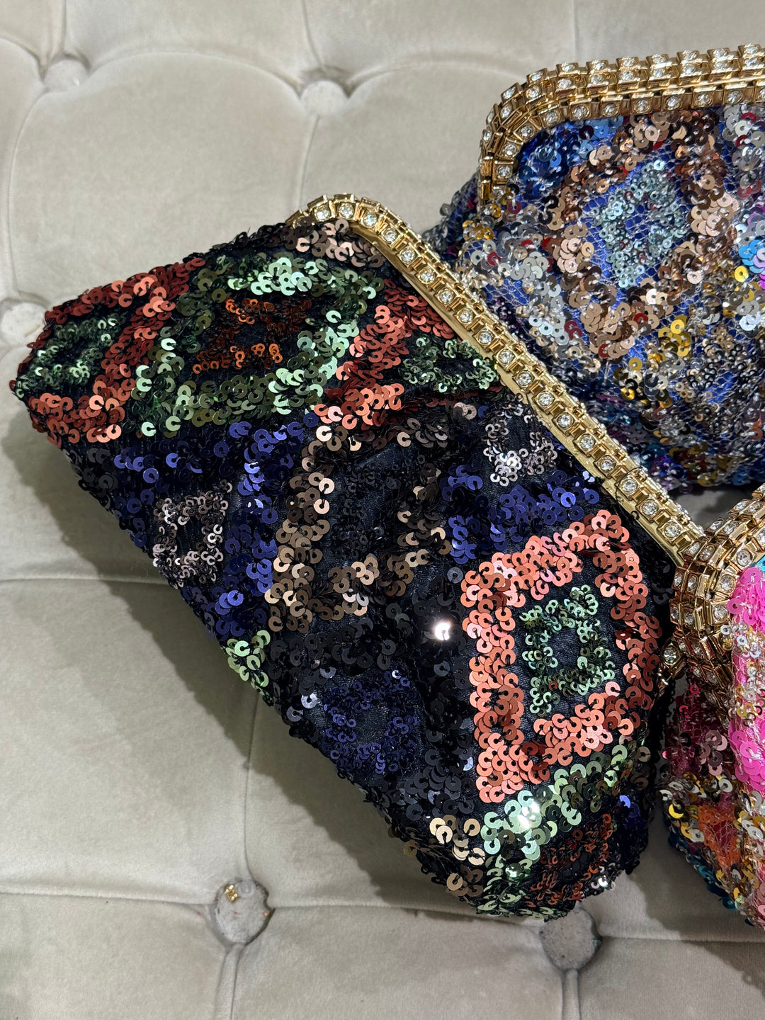 Pochette perles brillant multicolore