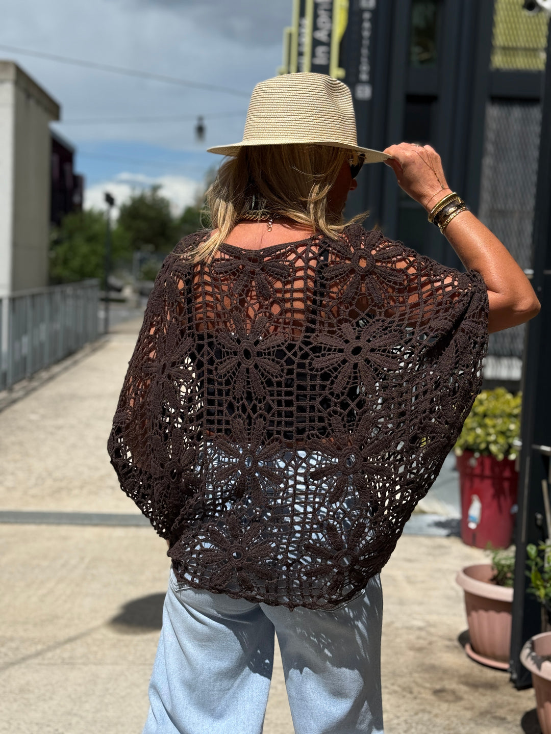 Top crochet CHOCO grosses fleurs 8050