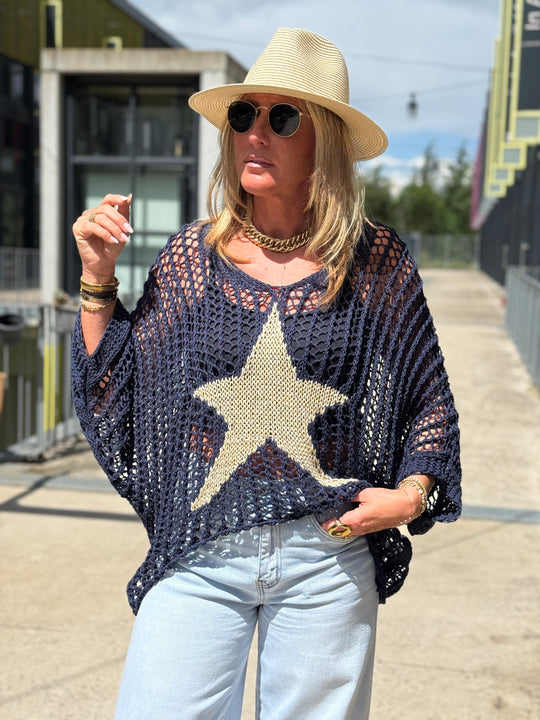 Pull crochet loose étoile 2001