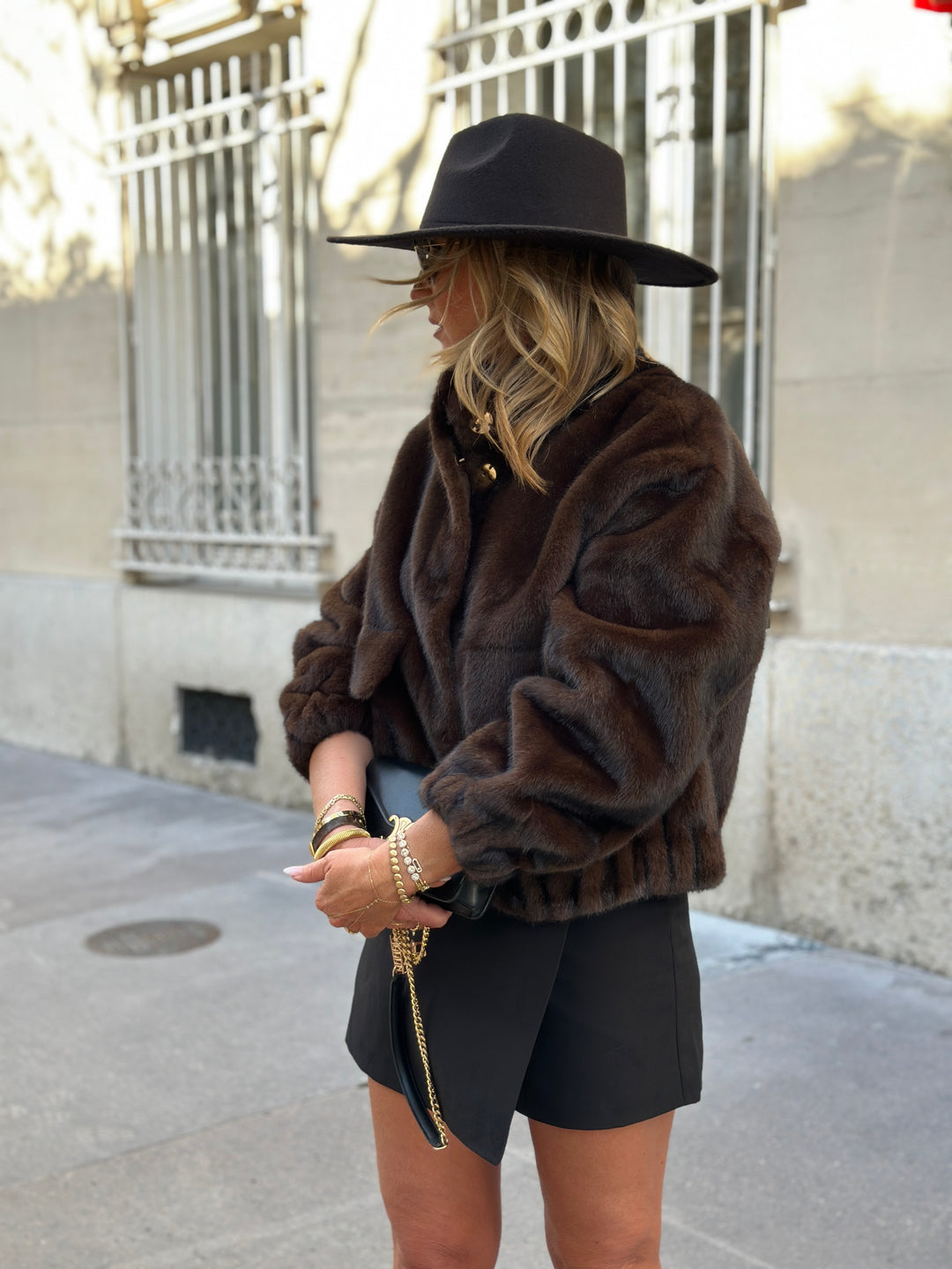 Veste Fourrure choco poches F209