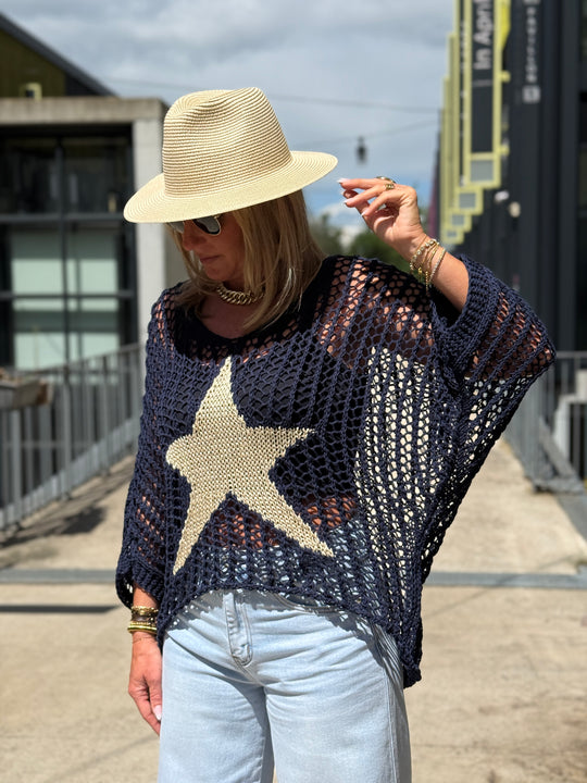 Pull crochet loose étoile 2001