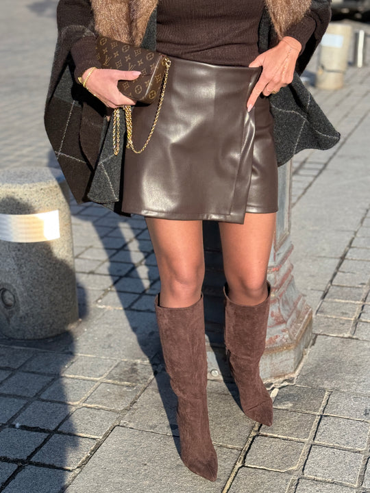 Jupe short simili choco 35020